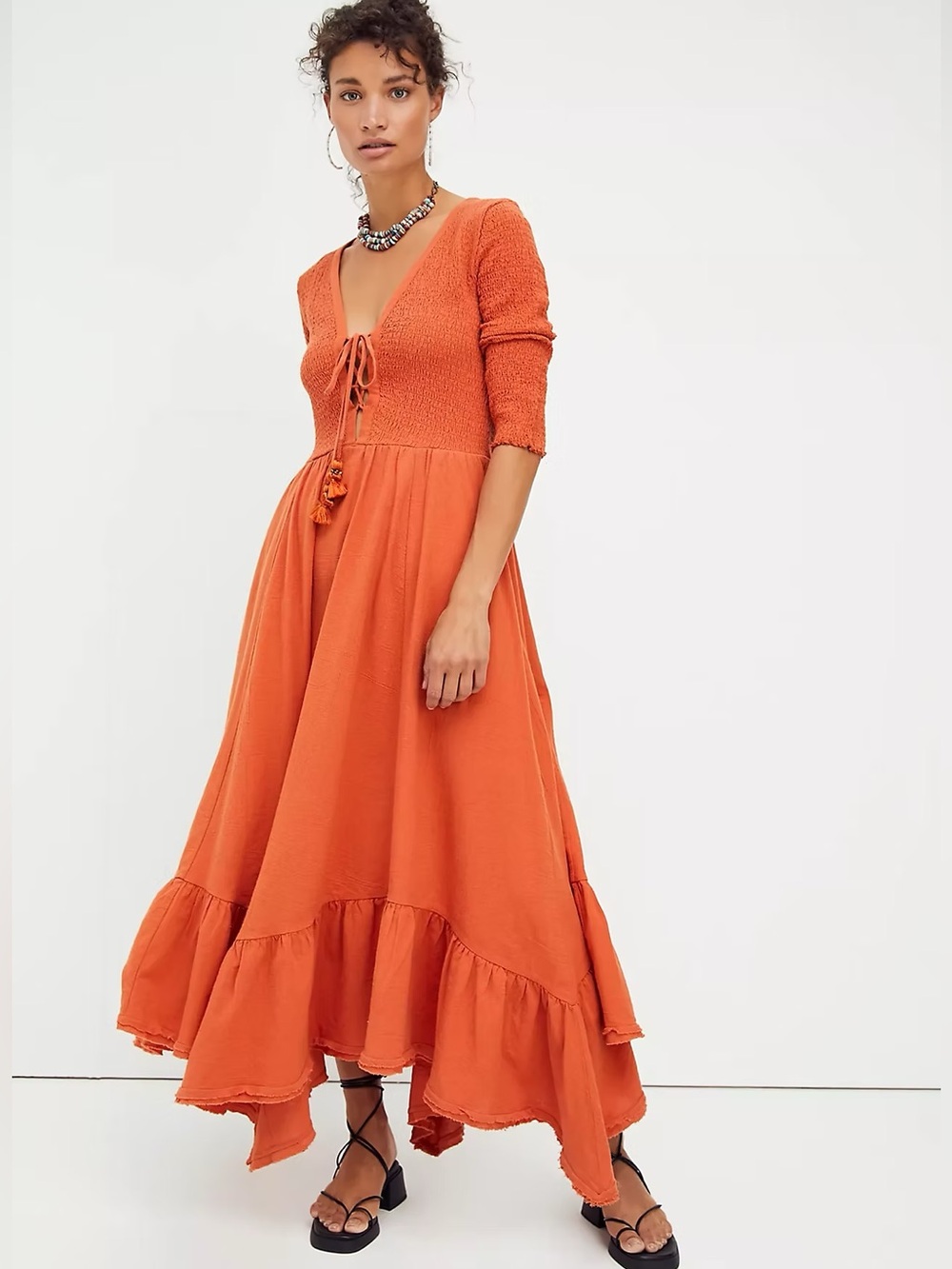 Free People Perfect Solution Maxi Dress Terra cotta burnt orange fall bohemian